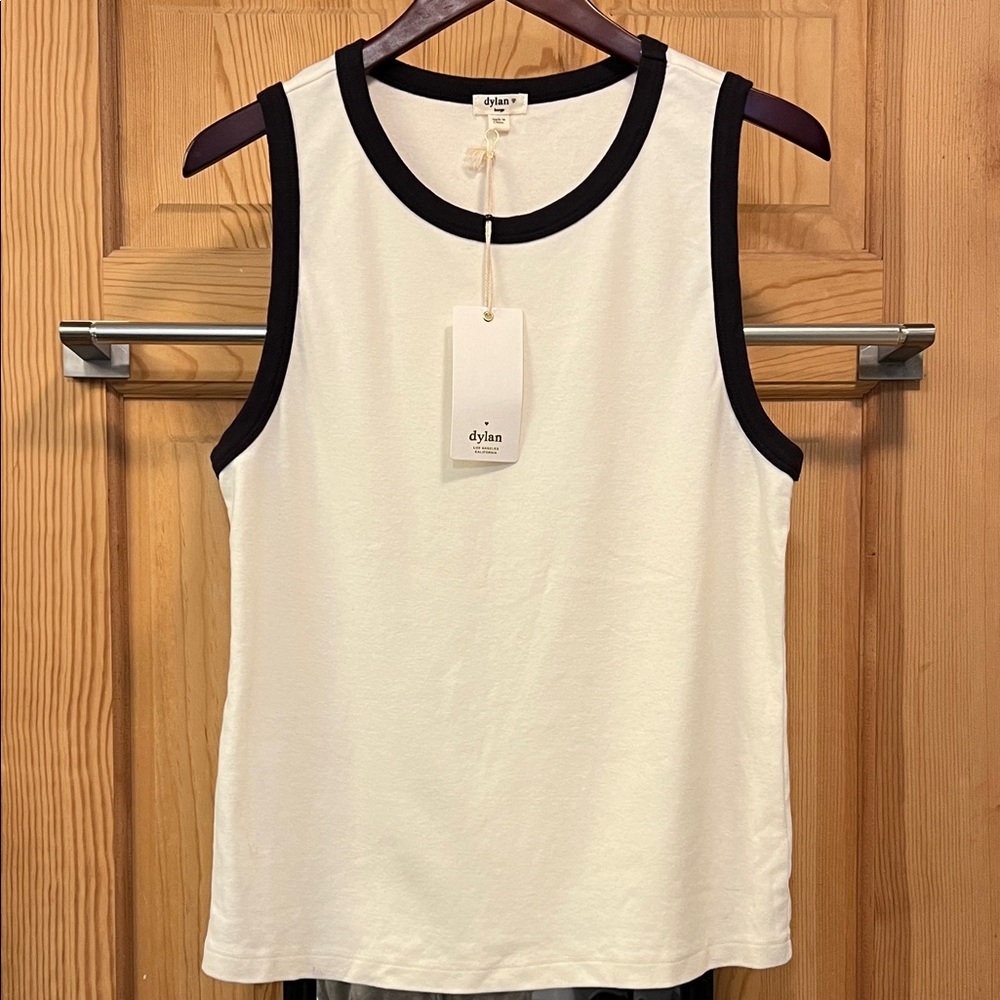 Dylan Women's Tank Top in Cream Black Trim Sz L